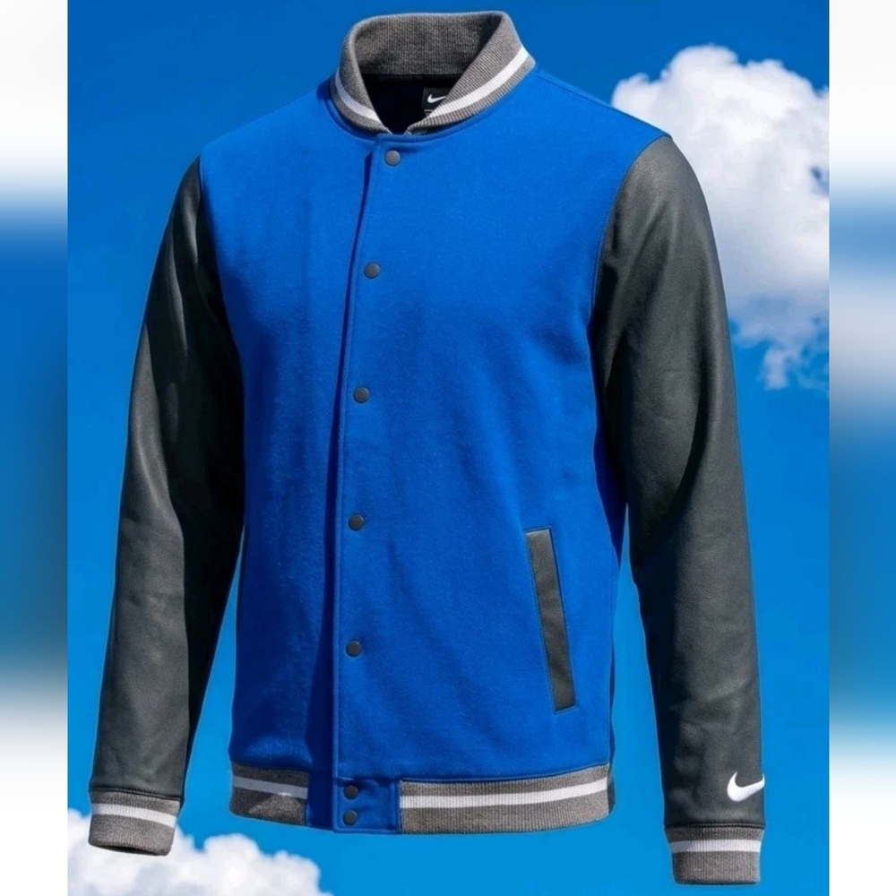 $230 Nike Team Letterman Football Bomber Jacket Blue